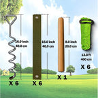 Heavy Duty Tree Stakes and Supports - 16" Spiral Metal Tree Stakes Kit - Reflective Nylon Rope - Thickened Straps - Quick Installation Stick - Chrome Finish