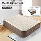 Air Mattress Queen with Built-in Battery Powered Removable Pump, Blow Up Mattress, Strong Support All Night, No Lost Air,Compact Inflatable Air Bed for Home Guests Camping
