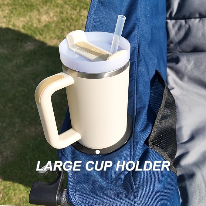 Oversized Camping Chair Portable Folding Camping Chairs with Side Pocket Cup Holder and Carry Bag Heavy Duty Outdoor Camping Chairs for Adults, Fishing, Sports, Trip, Support 500lbs, Blue