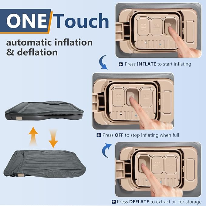 SUV Air Mattress with Built in Pump,Leakproof Comfortable Durable Car Air Mattress, Car Bed Mattress with Built-in Pillow,for SUV Minivan MPV Road Trip Inflatable Bed