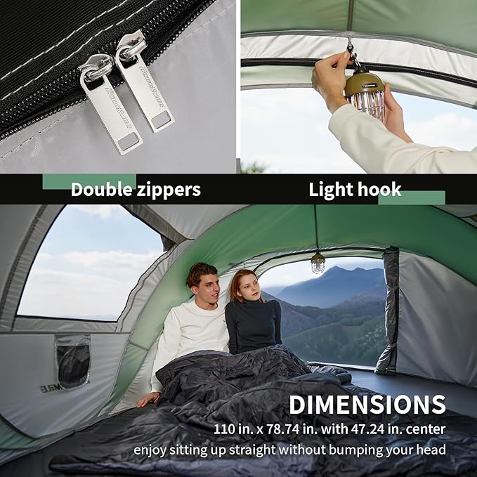 EchoSmile Instant Pop Up Camping Tent, 2/4/6 Person, Easy Setup Tent, Water Resistant Dome, Portable with Carry Bag