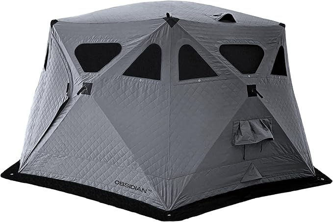 Obsidian - Heavy Duty 4 Season Camping Shelter, 6-8 Person Capacity, Instant Pop-Up Tent, Insulated and A/C Ready, Removable Floor for Easy Cleaning or Ice Fishing