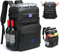 Laripwit Picnic Backpack Cooler Bag - 54 Cans Black Cooler Backpack Insulated Leak-Proof Lunch Backpack with Cooler Compartment Large Double Deck Soft Cooler Bag for Beach,Camping,Travel
