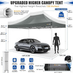 HOTEEL 10x15 Heavy Duty Pop Up Canopy Tent for Parties Event Wedding Commercial Canopy Instant Portable Folding Tent with Roller Bag, Waterproof UV Resistant, Upgraded Thick Hexagonal Legs, Gray