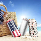 TILUCK Skinny Can Cooler for Slim Beer & Hard Seltzer, Stainless Steel, Doucle-Walled Stainless Steel Insulated Slim Cans, Standard 12 oz (U.S. Flag-NEW)