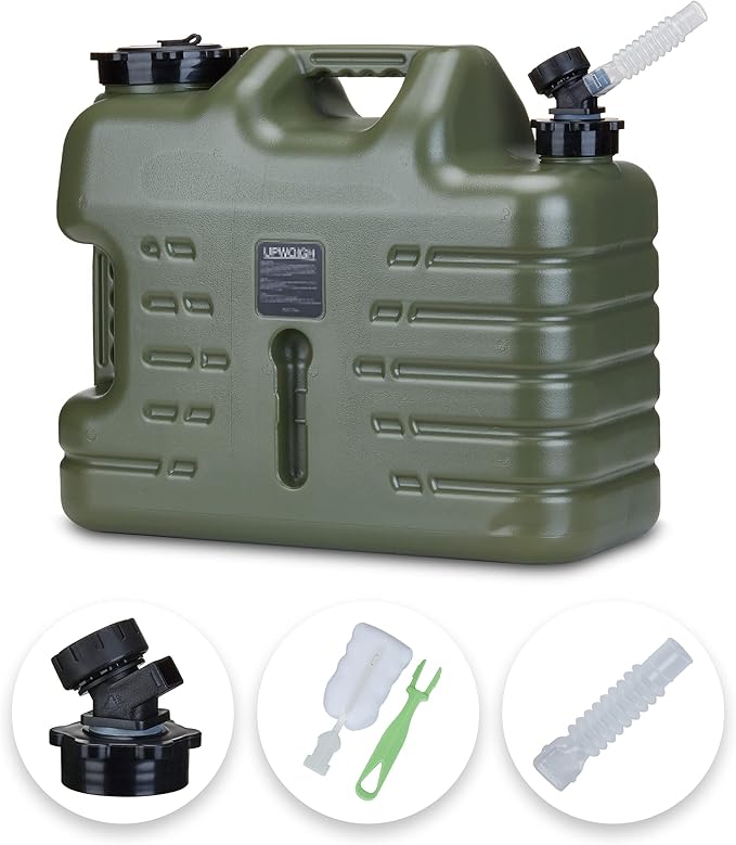 5 Gallon Water Jug, Camping Water Container, Truly No Leakage Water Storage with Spigot, Large Military Green Water Tank,BPA Free Portable Overlanding Gear for Outdoors,Hiking