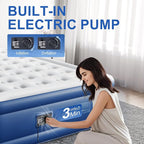 Queen Air Mattress with Built in Pump,18" Raised Blow up Mattress,3 Mins Quick Self-Inflation/Deflation, Inflatable Bed for Camping/Home/Guests/Travel (Navy)