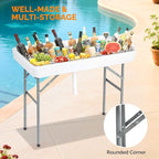 VINGLI 4FT Ice Table, Portasble Cooler Side Table with Removable Skirt, Patio Table, Indoor & Outdoor Bar for Events, Parties and Camping White