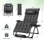 Amopatio Oversized Zero Gravity Chair, 29in Reclining Camping Lounge Chair Upgraded Lock and Footrest, Folding Patio Recliner with Cup Holder, Removable Cushion & Headrest