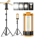 CORESLUX Rechargeable Camping Lights with Stand, 6000K Portable Work Light with 4 LED Lamp Heads, Magnetic Work Light Camping Essentials Emergency Flashlight with Detachable Tripod Tool Gifts for Men