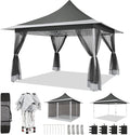 COBIZI 12x12 Pop up Canopy Gazebo on Clearance, Outdoor Canopy Tent with Mosquito Netting & Sandbags,Patio Portable Gazebo for Garden,Backyard & Lawn,Darkgrey
