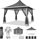 COBIZI 12x12 Pop up Canopy Gazebo on Clearance, Outdoor Canopy Tent with Mosquito Netting & Sandbags,Patio Portable Gazebo for Garden,Backyard & Lawn,Darkgrey