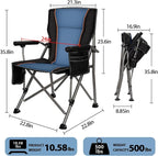 Heated Camping Chair with 20,000 mAh Battery, Loog-Lasting for 500 Mins, Fully Padded Heated Camp Chairs, Heavy Duty Folding Chairs Supports 500 lbs for Winter Camping, Picnics, Tailgating, RV Travel
