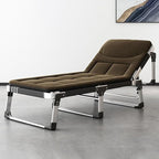 Aluminum Alloy Frame Camping Cot, Portable Folding Bed with Mattress, 5-Position Folding Chaise Lounge Chair for Indoor Outdoor