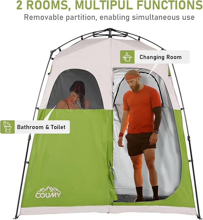 Instant Camping Shower Tent, Privacy Shelter, Portable Outdoor Sun Shelter for Camping Beach Hiking Fishing, 1 Room/2 Rooms