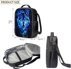 3PCS Blue Wolf Print Kids School Bag Set, Waterproof Daypack Knapsack Insulated Lunch Tote Bag Pen Case Organizer for Hiking