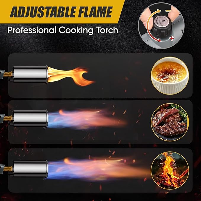 Propane Torch Gun, Blow Torch Gun with Adjustable Flame, Kitchen Torch Lighter for BBQ, Campfire Starter, Welding, Searing Steak (Propane Tank Not Included)