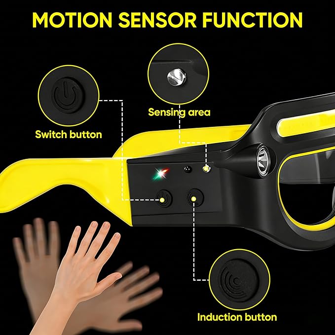 LED Rechargeable Headlight Glasses with Motion Sensor & Touch Control, Safety Glasses with Lights 5 Modes USB C Light Up Glasses for Outdoor Running Camping Hiking Work (Yellow-1)
