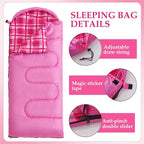 Uniqwamer Kids Sleeping Bag for Girls Boys - 4 Seasons Cold & Warm Weather Flannel Camping Sleeping Bags, Lightweight & Waterproof 45°F Sleeping Bag for Camping Hiking Outdoor Travel