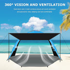 Gorich Beach Tent with Canopy - Easy Setup 3-4/5-6/7-8 Person Portable Sun Shelter, UPF 50+ UV Protection Sun Shade, Lightweight & Compact Beach Cabana for Family Travel