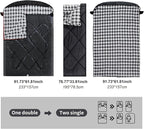 ShinHye Double Sleeping Bag for Adults with 2 Pillows, Camping Sleeping Bags Flannel Cotton 2 Person Sleeping Bags XXL Queen Size Sleeping Bag for Cold Weather