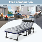 Slsy Folding Lounge Chairs Outdoor, Adjustable Sleeping Cot Chair, Portable Folding Bed Cot Chaise Lounge Chairs for Outside Beach Lawn Camping Pool Sun Tanning