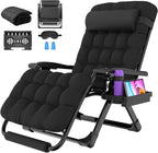 Suteck Oversized Zero Gravity Chair,33In XXL Outdoor Recliner Chair w/Removable Cushion&Headrest, Camping Lounge Chair w/Upgraded Lock&Footrest, Reclining Patio Chairs for Indoor Outdoor,500LBS