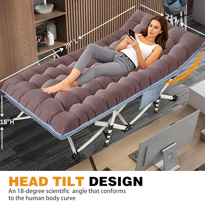 XXL Camping Cots Extra Width Sleeping Bed with Comfortable Mat 2 Pack Oversize Camping Cots for Adults Cots with Carry Bag for Adults Portable Folding Cot