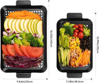 Outdoor Grill Pans Tray Barbecue Plate 2 Grilling Baskets Outdoor Grill Pans with Hole BBQ Grill Tray Grilling Basket Set for Camping Vegetable Meat (dark black)