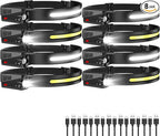 Headlamp Rechargeable 8 Pack, LED Headlight Flashlight Super Bright with 230° Wide Beam, 5 Modes Waterproof Head Lamp for Outdoor Hiking Running Camping