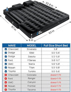 JOYTUTUS Truck Bed Air Mattress for 5.5-5.8Ft,Full Size Short Beds for Pickup Outdoor Camping,Truck Tent Accessories with Carry Bag & Cup Holder & Cavity Design,Black