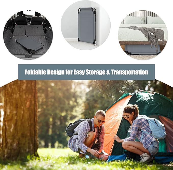 Giantex 2-Pack Folding Camping Cot for Adults, Portable Sleeping Cot Bed with 600D Oxford Fabric, Heavy Duty Frame, 350Lbs Capacity, 1-Step Use, Outdoor Lounge Chair for Sleepover Hiking, Home Office