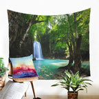 DANNI Forest Waterfall Tapestry Wall Hanging Sandy Beach Picnic Rug Camping Tent Sleeping Pad Home Decor Bedspread Sheet Wall Cloth (60x51inch,4)