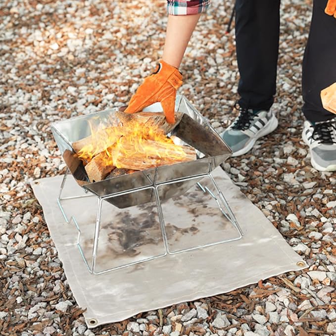 SoloWilder Fire Pit Mat 20" Wood Stove Under Grill Mat (940°F Safety) for Deck BBQ Fireproof Floor Tent Campsite Insulation Protection