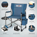 Overmont Oversized Lightweight Camping Chair - Portable Comfortable Heavy Duty Foldable Directors Chairs with Side Table & Cooler Bag for Outside Camp Beach Picnic Lawn and Fishing Supports 400lbs