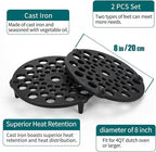 Cast Iron Trivet 2 PCS Set, 8-inch, Meat Rack, Cast Iron Grate for Dutch Ovens, Raise Food in Dutch Oven, Used as Burner Diffuser, Use Directly on Camp Fire, Used as Trivet on Table