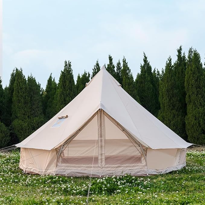 Oxford Bell Tent for Family Camping - Spacious 13.1ft /16.4ft Yurt with Stove Jack, Large Glamping Tents for 4-8 People, 4 Season Oxford Hot Tent Shelter