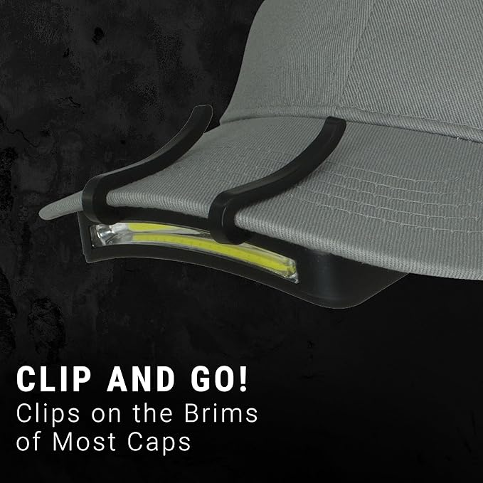 LitezAll Clip On Cap Light Headlamp - Bright LED Cap Light for Hands Free Outdoor Work, 2 Pack