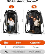 Sportneer Sports Tent: 1 Person Instant Shelter with Ultra Visibility for Cold Day - Lightweight Portable Pop Up Tent for Sports Event, Protection from Cold Wind and Rain, 37" Lx 37" W x 63.5" H