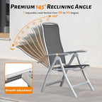 Domi Patio 2-Pack Folding Lounge Chairs - Adjustable Reclining Outdoor Chairs with Aluminum Frame & Textilene Seat for Patio, Pool, Beach, Camping
