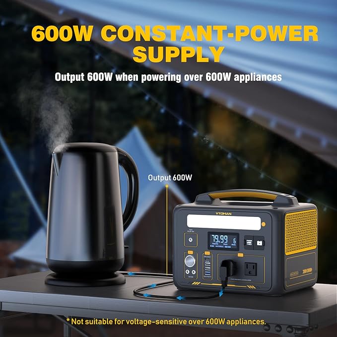 VTOMAN Jump 600X Solar Generator with 200W Solar Panel, 299Wh Portable Power Station with 2x 600W AC Outlets (Surge 1200W) for Outdoor Camping, Vehicle Emergency, Electric Backup