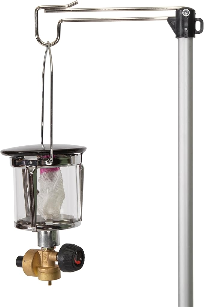 Stansport Propane Mantel Lantern – Outdoor Light with Adjustable Brightness, Carry Handle, Ventilated Hood, High-Output, Portable, for Emergency, Backpacking, Camping – Mantels Included
