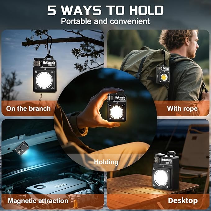 Portable Camping Light, 3500LM Adjustable LED Camping Lantern Rechargeable with 2.5-15H Runtime&Screen, Alloy Waterproof Flashlight for Power Outages, Emergency, Hurricane(2-Pack Black)
