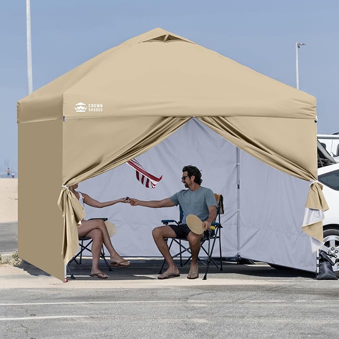 CROWN SHADES 10x10 Canopy Sidewalls (4pck) - Side Walls 10x10, Sidewalls for Canopy - Tent Accessories, Beige