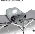 LITA XL Cot Pads for Camping, Soft Comfortable Cotton Thick Sleeping Cot Mattress Pad 72"x26", Grey and Navy Blue (Only Pad)