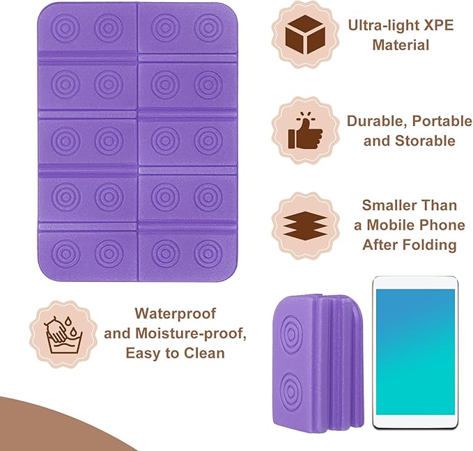 Folding Foam Mat, Mini Portable Lightweight Mini Waterproof Folding Mat Fit for Backpacking Hiking Camping Kneeling Outdoor Activities