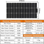 200 Watt Flexible Solar Panel 2 Pieces 100 Watt 12 Volt Monocrystalline Semi-Flexible Bendable Mono Off-Grid Charger for Marine RV Cabin Van Car Uneven Surfaces