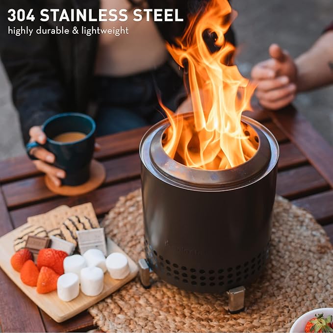 Solo Stove Mesa XL, 7 Inch Tabletop Fire Pit with Stand - Smokeless, Stainless Steel Fire Pit for Camping, Outdoor & Patio- Wood Burning or Pellet Fueled Portable Bonfire, 2.3lbs, Water