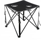 ARROWHEAD OUTDOOR 26” (66cm) Portable Camping Folding Table, 2 Cup Holders, Square, Carrying Case, Steel Frame, High-Grade 600D Canvas