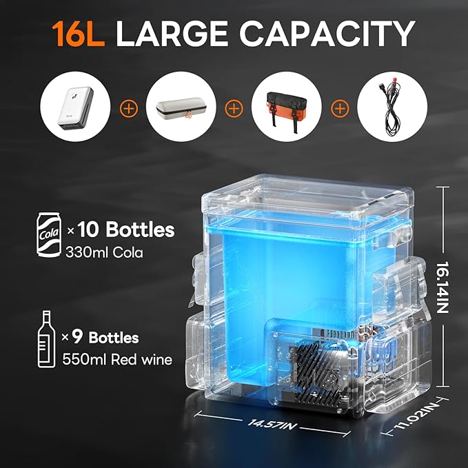 LiTHELi Electric Camping Cooler, Battery Powered Refrigerator, 21QT/20L Portable Fridge (-4-68℉) Compressor Cooler for Camping, Road Trips, RV, beach, Beige, with 1 Battery